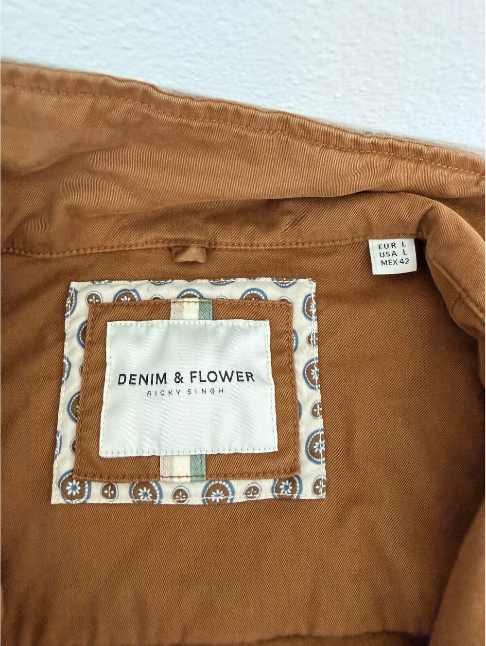 Denim & Flower Ricky Singh Men’s L Brown Utility Zip Shirt Jacket Shacket - Picture 4 of 9